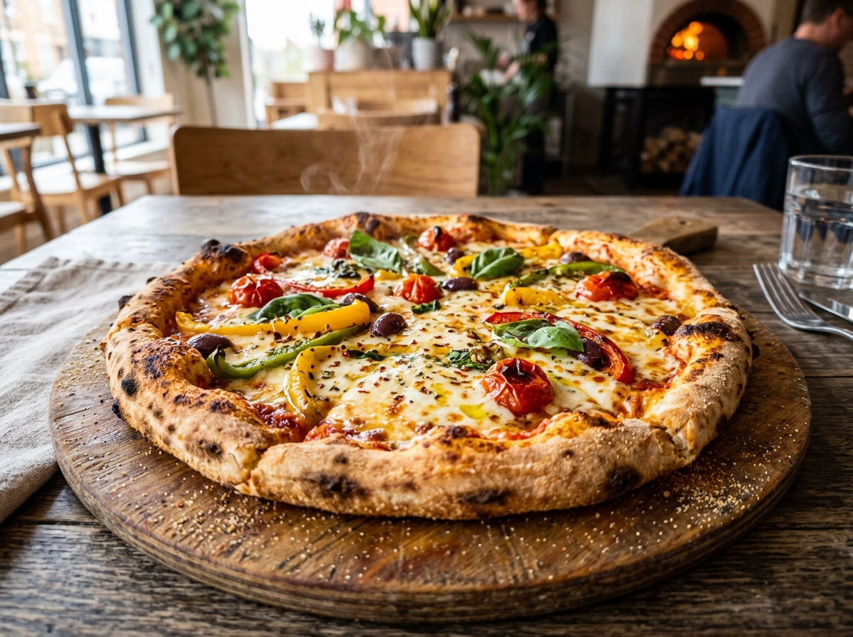 Fresh baked pizza at Juice Junction Assam Borhat
